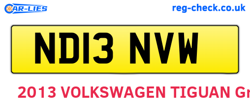 ND13NVW are the vehicle registration plates.