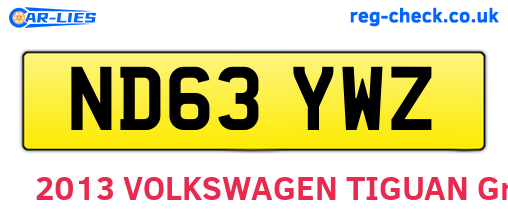 ND63YWZ are the vehicle registration plates.