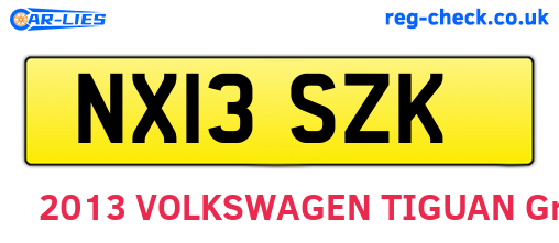 NX13SZK are the vehicle registration plates.