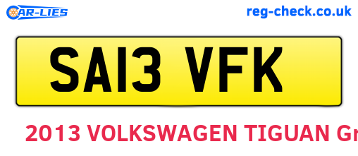 SA13VFK are the vehicle registration plates.