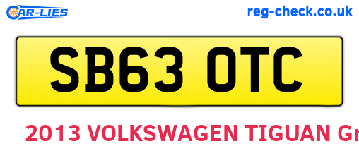 SB63OTC are the vehicle registration plates.