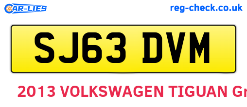 SJ63DVM are the vehicle registration plates.