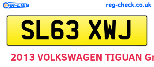 SL63XWJ are the vehicle registration plates.
