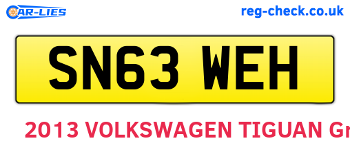 SN63WEH are the vehicle registration plates.
