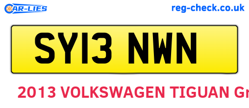 SY13NWN are the vehicle registration plates.