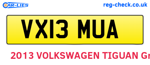 VX13MUA are the vehicle registration plates.