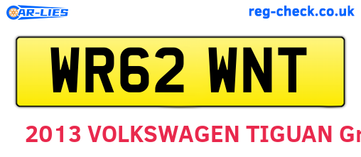 WR62WNT are the vehicle registration plates.