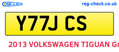 Y77JCS are the vehicle registration plates.