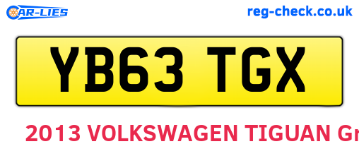 YB63TGX are the vehicle registration plates.