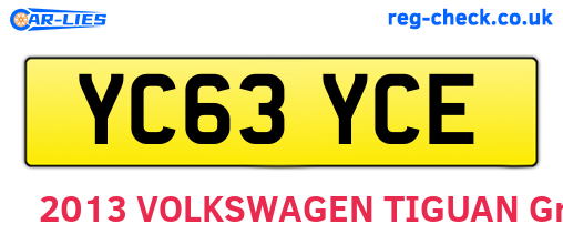 YC63YCE are the vehicle registration plates.