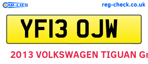 YF13OJW are the vehicle registration plates.