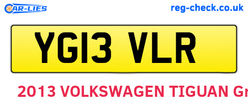 YG13VLR are the vehicle registration plates.