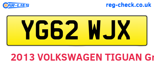YG62WJX are the vehicle registration plates.