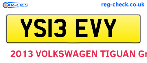 YS13EVY are the vehicle registration plates.