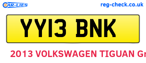 YY13BNK are the vehicle registration plates.
