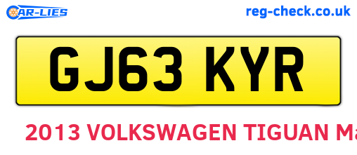 GJ63KYR are the vehicle registration plates.