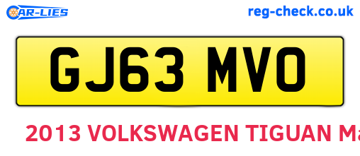 GJ63MVO are the vehicle registration plates.