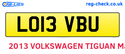 LO13VBU are the vehicle registration plates.