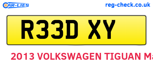 R33DXY are the vehicle registration plates.