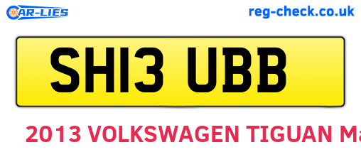 SH13UBB are the vehicle registration plates.