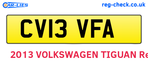 CV13VFA are the vehicle registration plates.