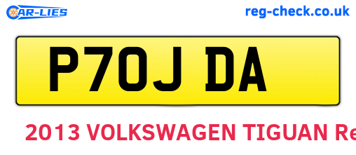 P70JDA are the vehicle registration plates.