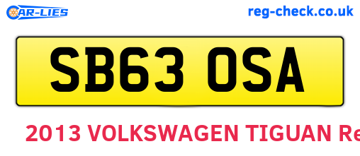 SB63OSA are the vehicle registration plates.