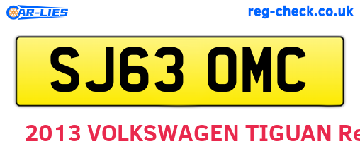 SJ63OMC are the vehicle registration plates.