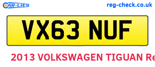 VX63NUF are the vehicle registration plates.
