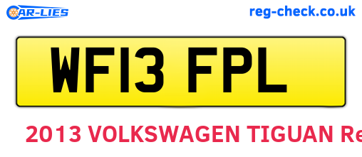 WF13FPL are the vehicle registration plates.