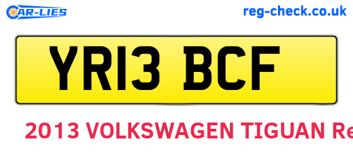 YR13BCF are the vehicle registration plates.