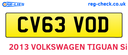 CV63VOD are the vehicle registration plates.