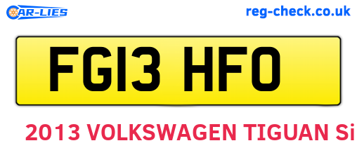 FG13HFO are the vehicle registration plates.
