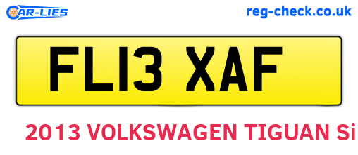 FL13XAF are the vehicle registration plates.