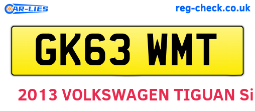 GK63WMT are the vehicle registration plates.