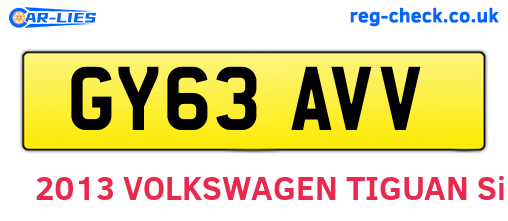 GY63AVV are the vehicle registration plates.