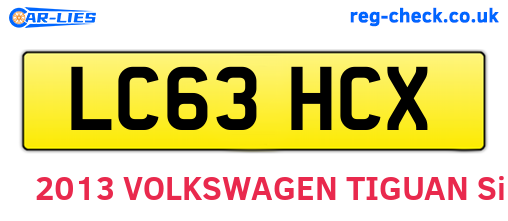 LC63HCX are the vehicle registration plates.