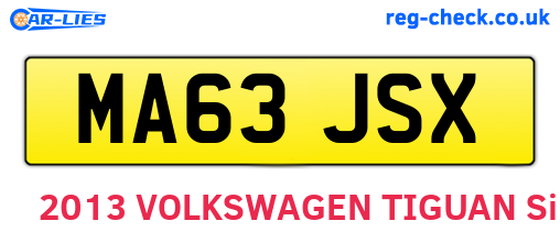 MA63JSX are the vehicle registration plates.