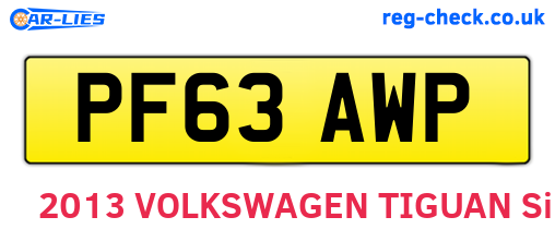 PF63AWP are the vehicle registration plates.