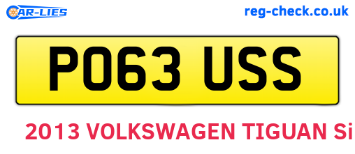 PO63USS are the vehicle registration plates.