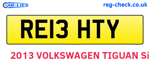 RE13HTY are the vehicle registration plates.