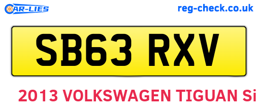 SB63RXV are the vehicle registration plates.