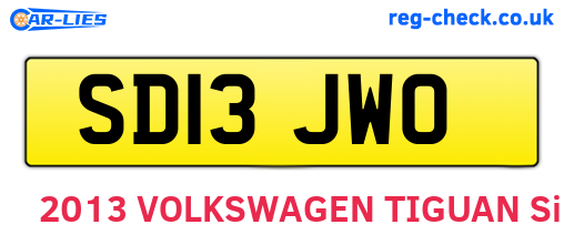 SD13JWO are the vehicle registration plates.