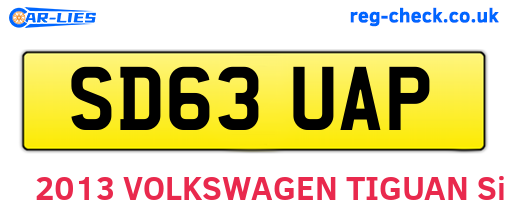 SD63UAP are the vehicle registration plates.