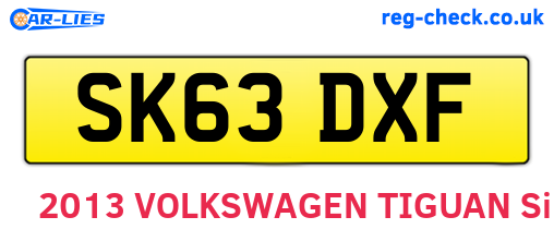 SK63DXF are the vehicle registration plates.