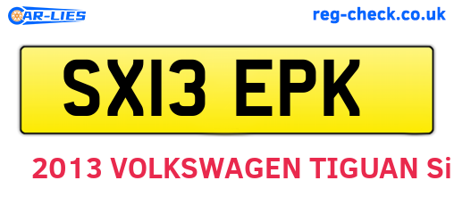 SX13EPK are the vehicle registration plates.