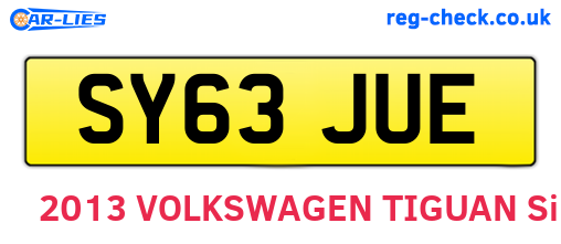 SY63JUE are the vehicle registration plates.