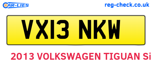 VX13NKW are the vehicle registration plates.