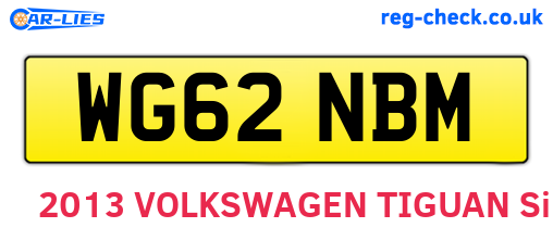 WG62NBM are the vehicle registration plates.