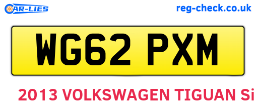 WG62PXM are the vehicle registration plates.